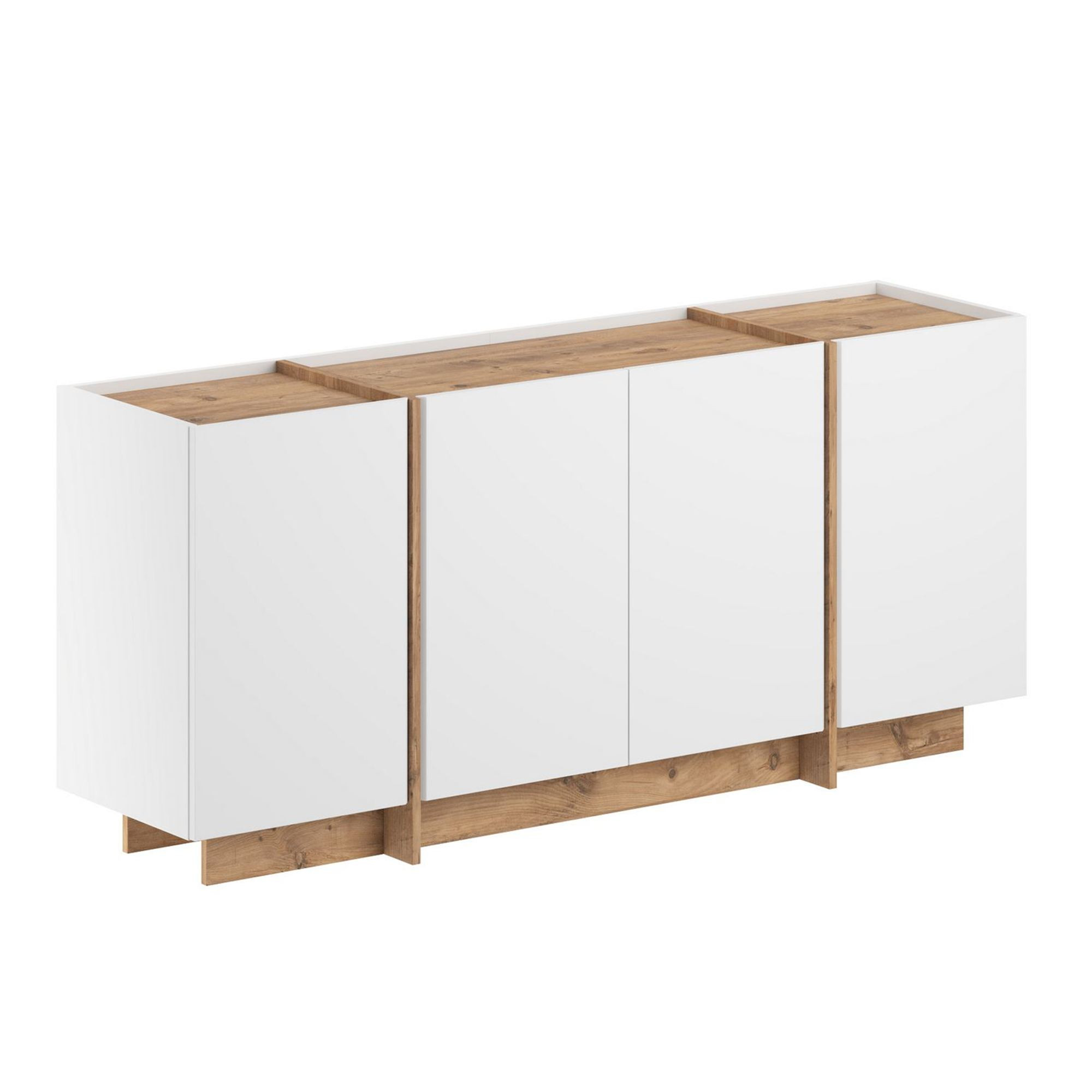 Aparador de madera <<dorma>> - 180 x 45 x 80 cm - blanco / pino del atlánti