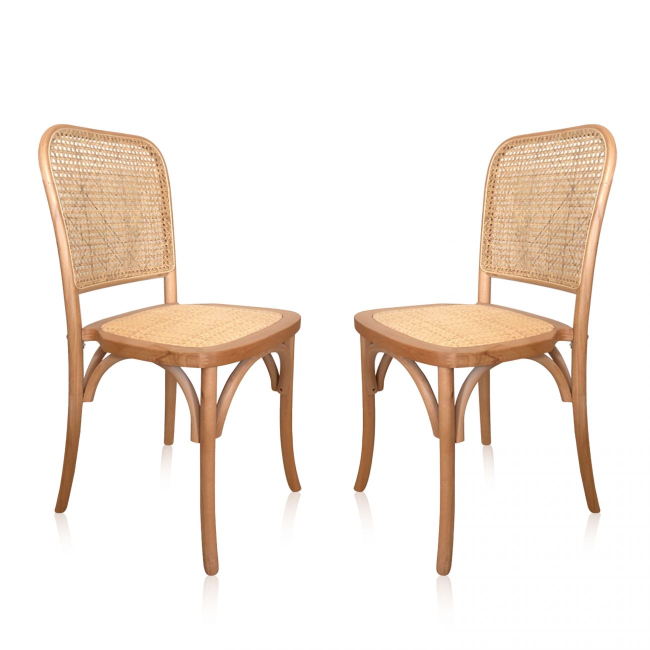 Pack 2 sillas de comedor 44,5x40,5 cm toscana rattan - claro