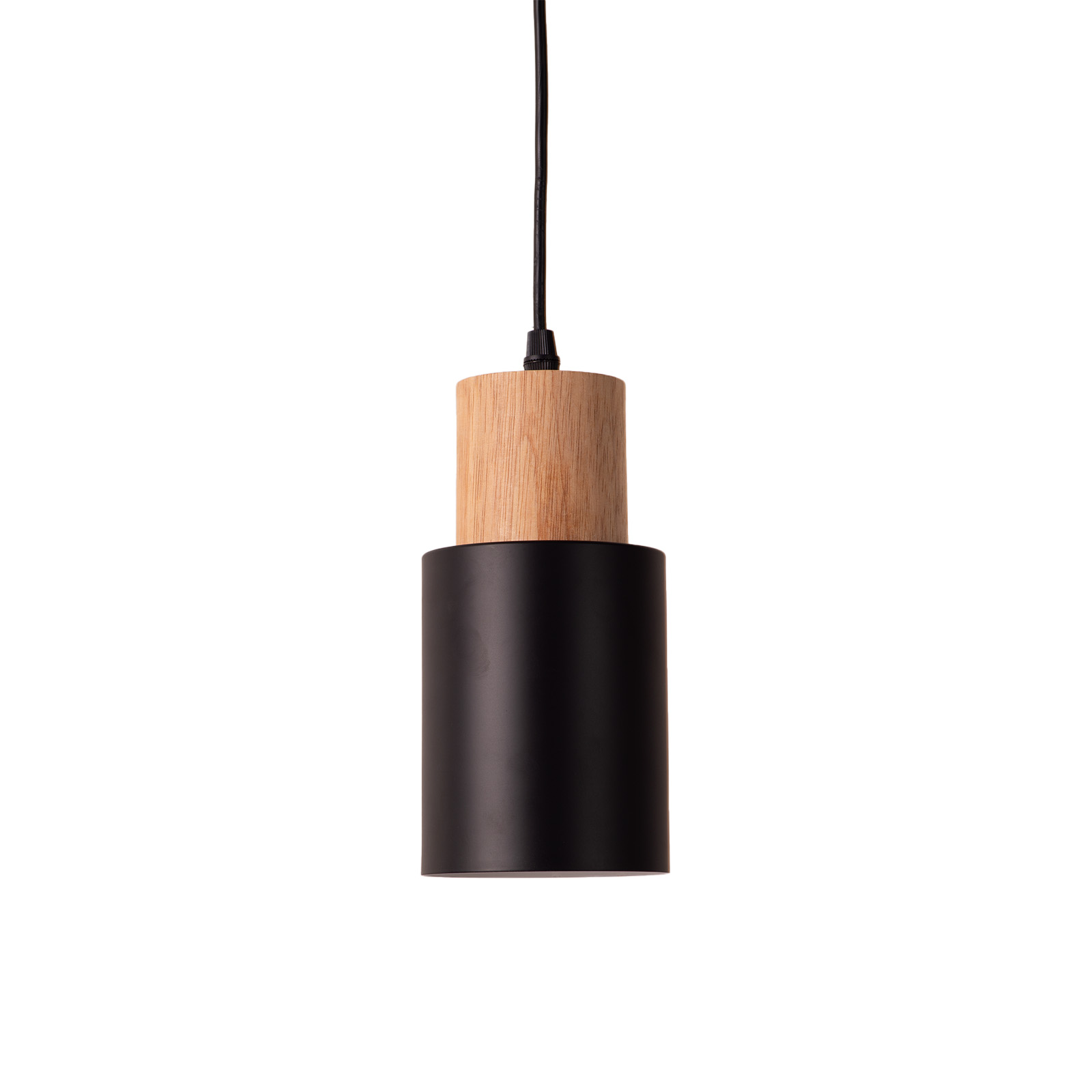 Lámpara coLGante de metal negro y madera – escandinavo y moderno E27