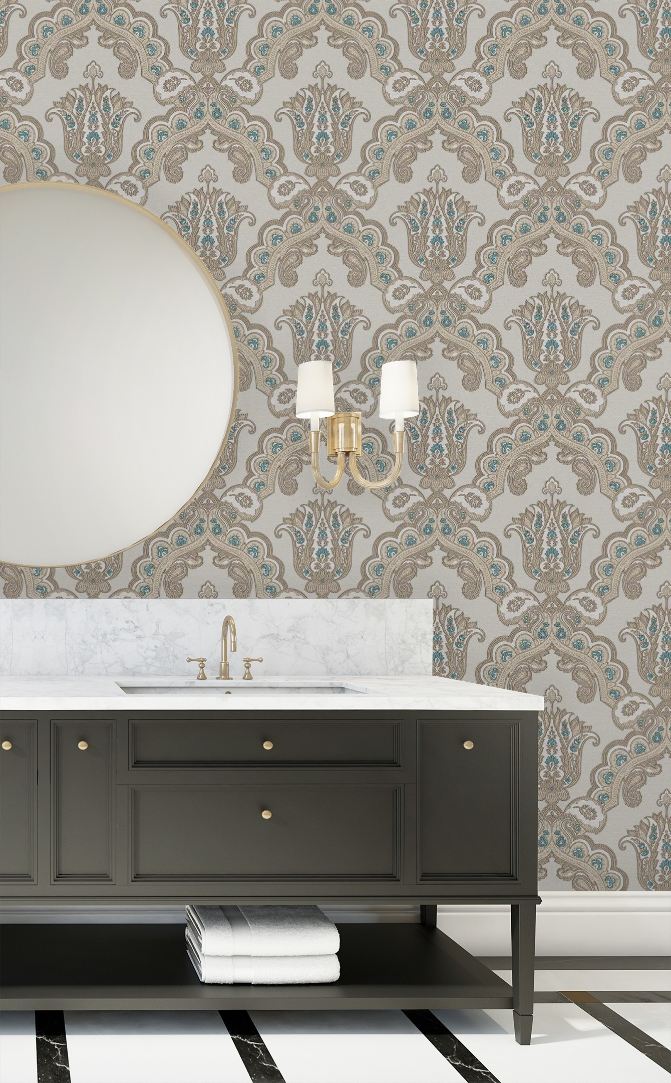 Papel pintado gaulan de damasco hindú textura de tela tejida en 10.6m²
