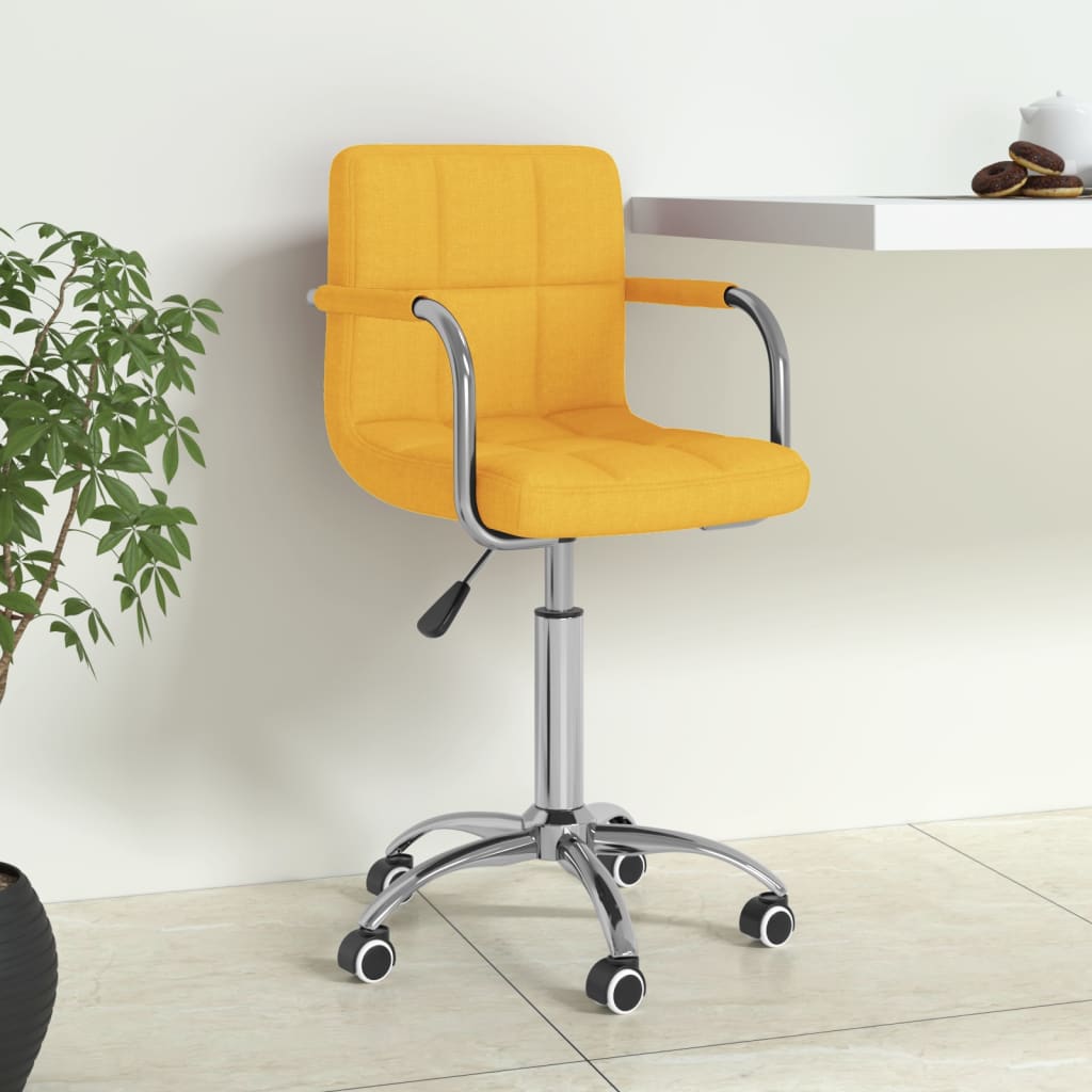 vidaXL silla de oficina giratoria de tela amarilla mostaza