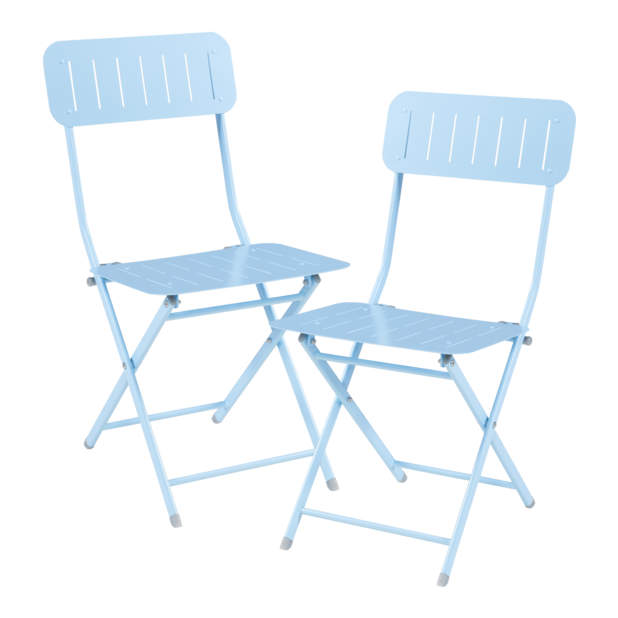Set de 2 sillas plegables sande acero 85x42x50cm - azul celeste [en.casa]