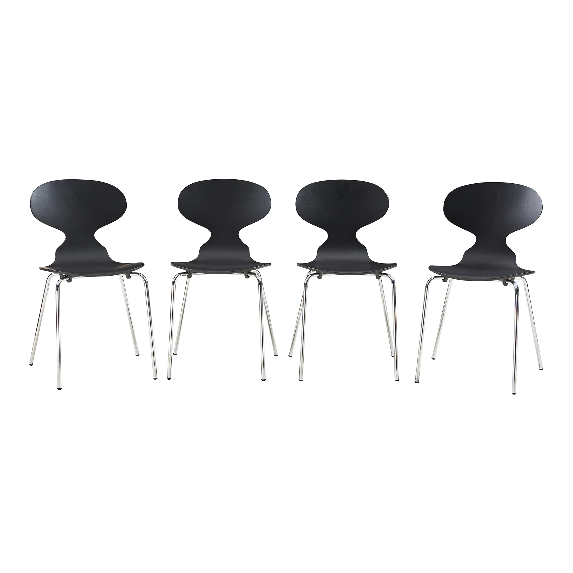 Conjunto de 4 sillas de comedor kil 80x47x48cm negro/cromo [en.casa]