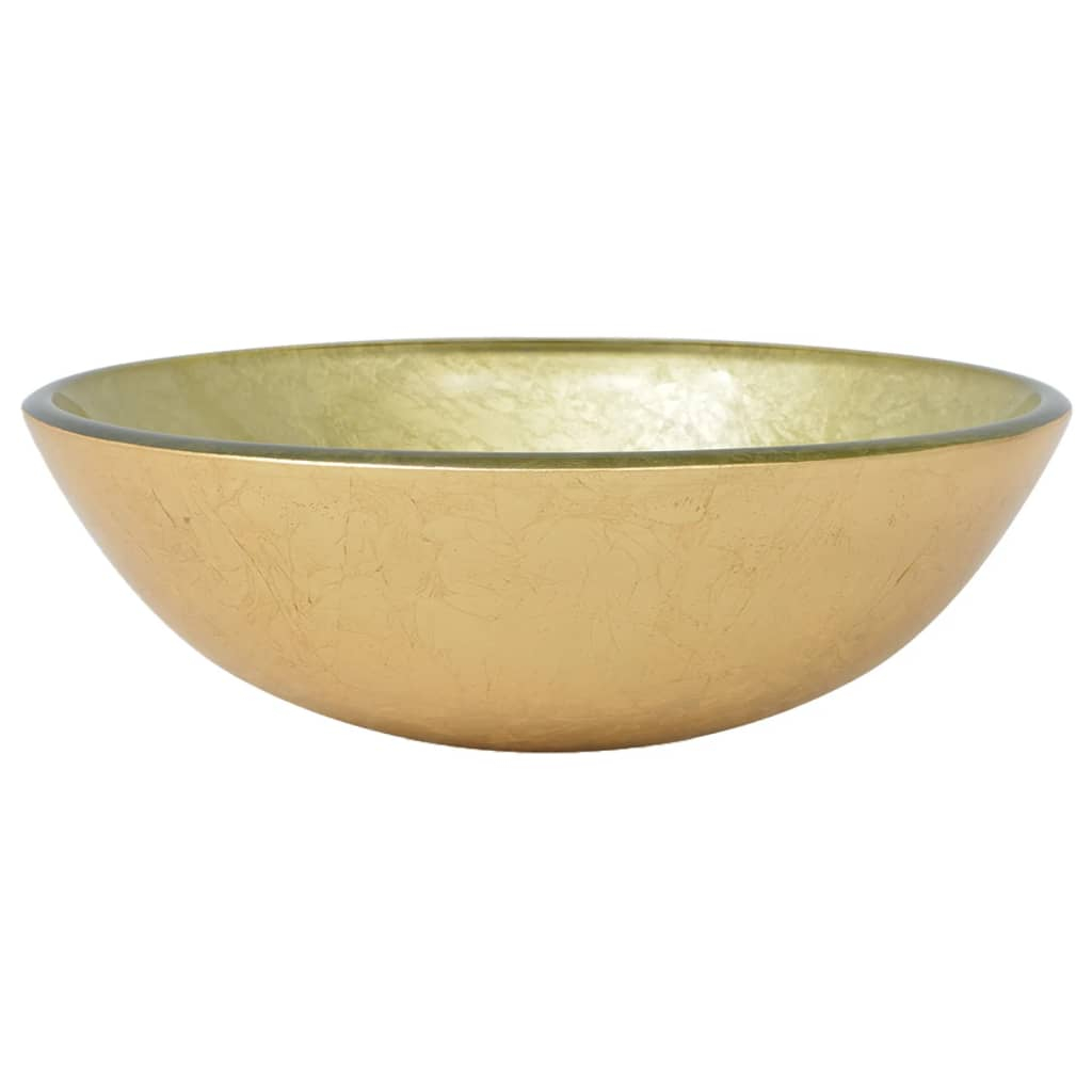 vidaXL lavabo de vidrio templado 42 cm dorado