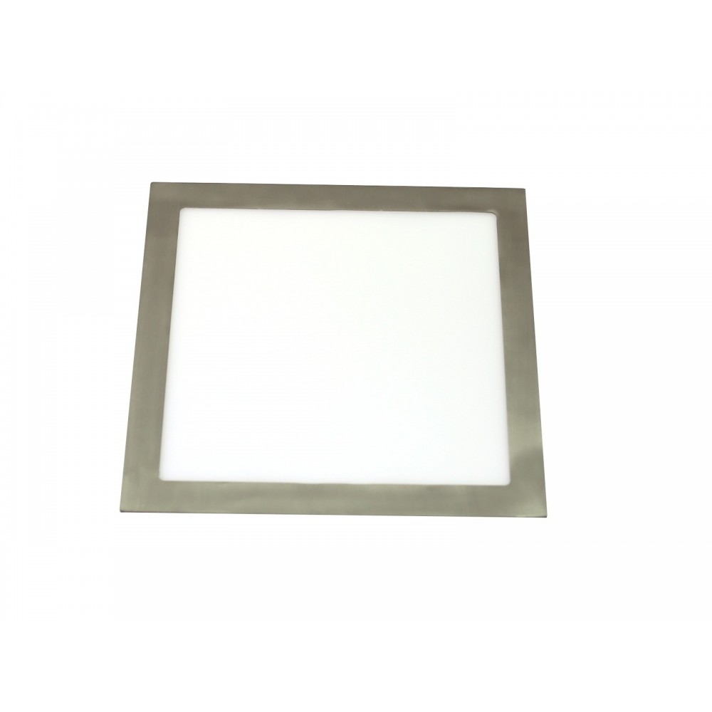 Downlight LED 24w luz fría 6000ºk. Cuadrado de empotrar acabado acero