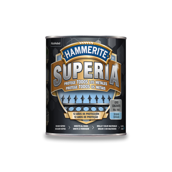 Hammerite superia esmalte antioxidante brillante gris 750 ml