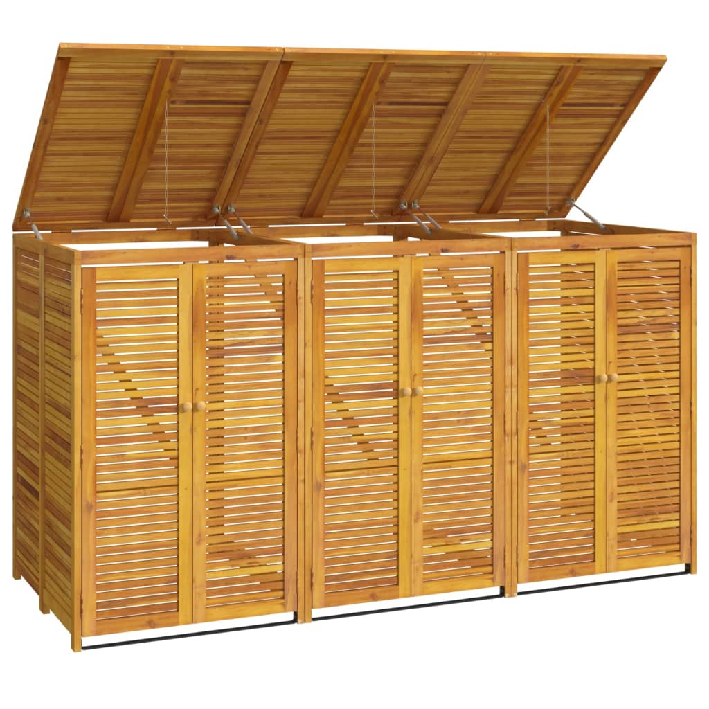vidaXL cobertizo triple para cubo de basura madera acacia 210x89x117cm
