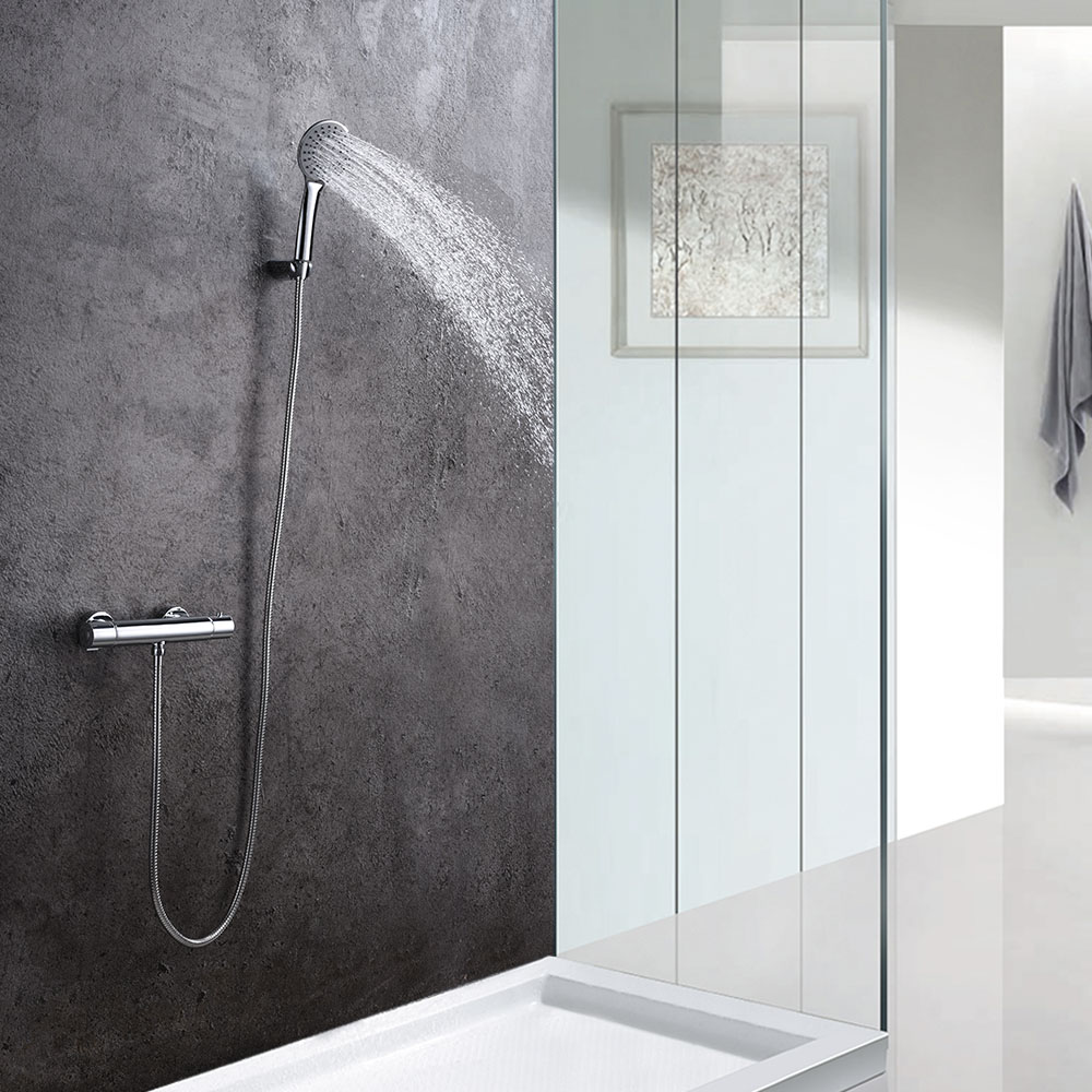 Kibath grifo de ducha con equipo de ducha termostático par cromo brillo