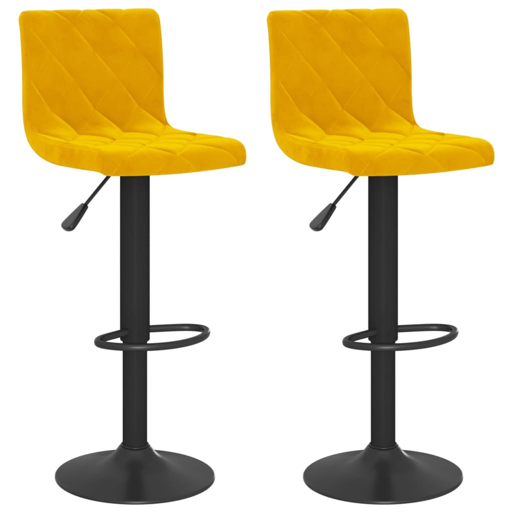vidaXL taburetes de cocina 2 unidades terciopelo amarillo mostaza