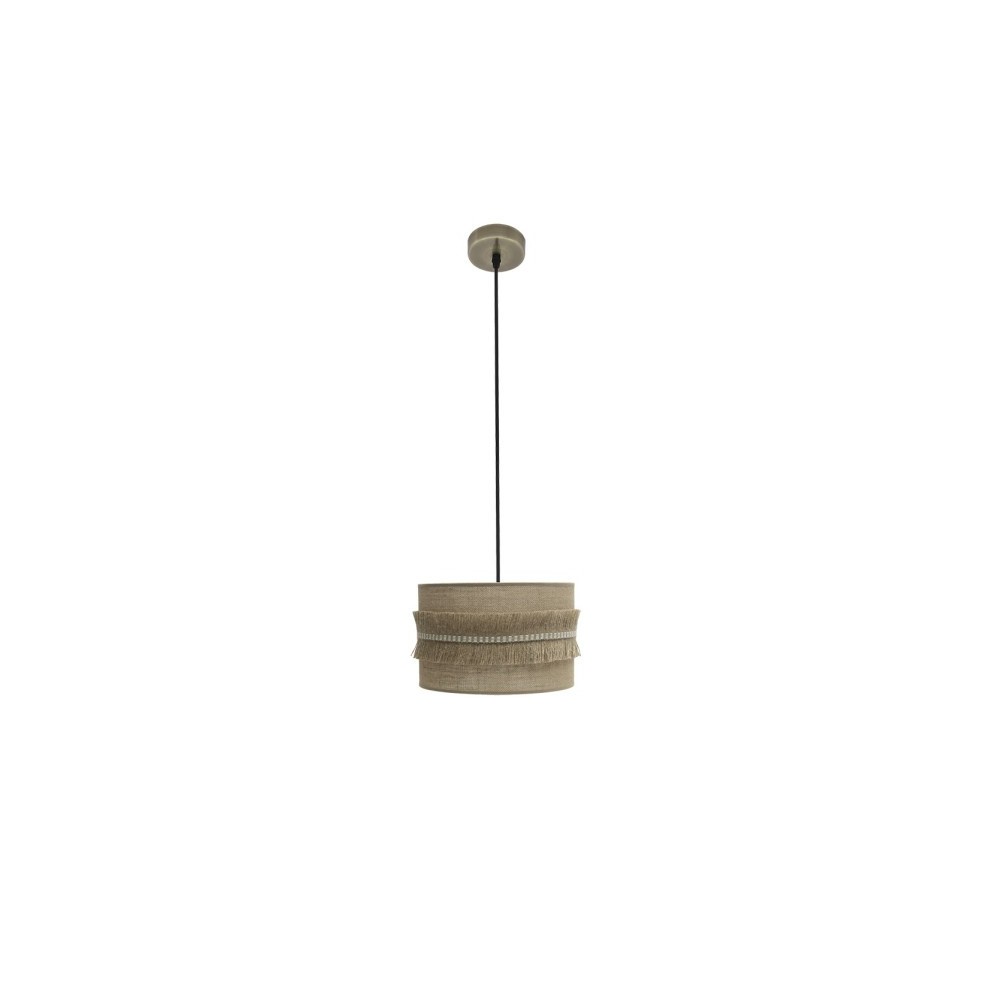 CoLGante kala 1xE27 cuero/saco regx30x30 cm con flecos