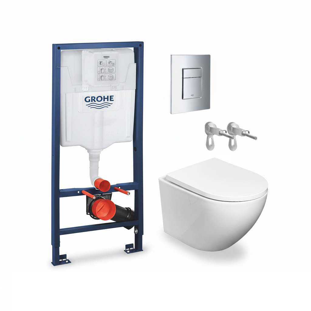 Bastidor grohe y pulsador cromo y wc round smart tor 3 kp