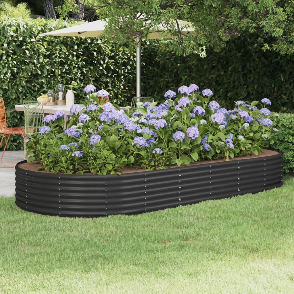 Jardinera arriate acero recubierto polvo antracita 296x140x36cm