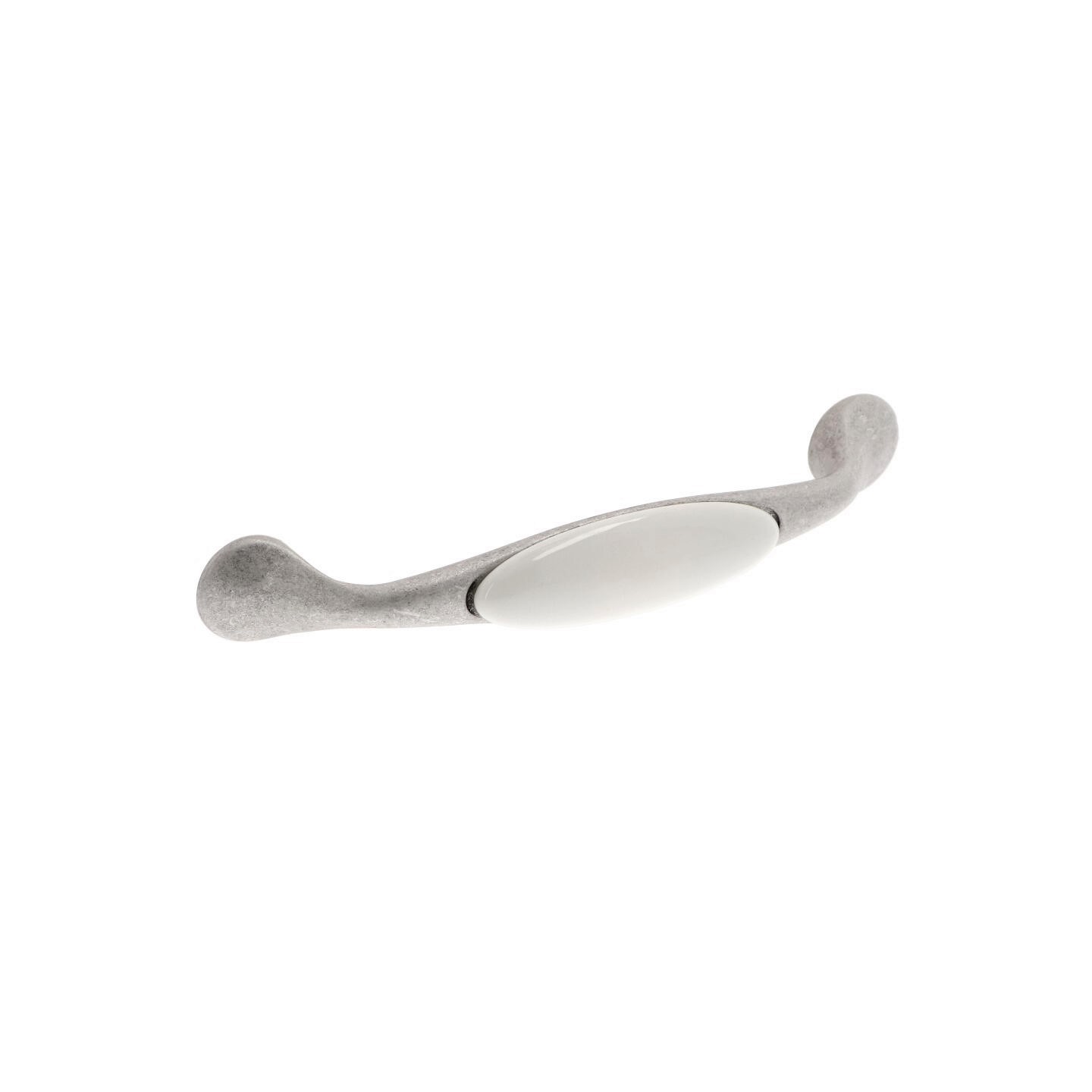 Tirador mueble en zamac y porcel 54 dist entre ejes 128mm plata lote de 25