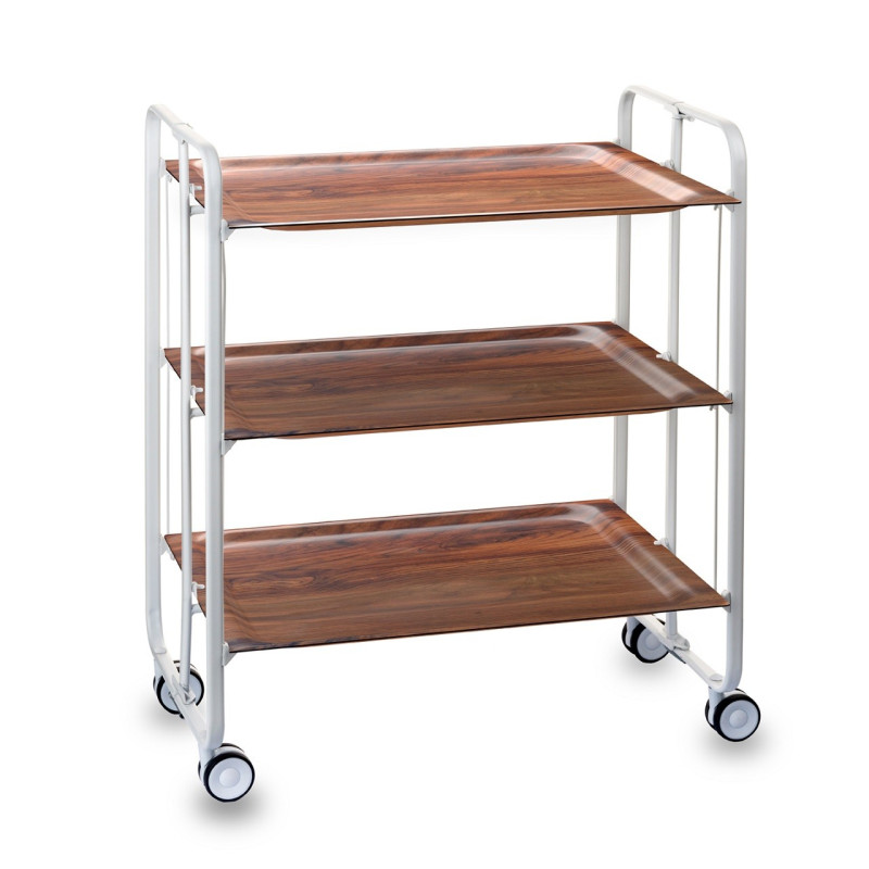 Carrito auxiliar con ruedas bauhaus, armazón metálico blanco, 3 bandejas