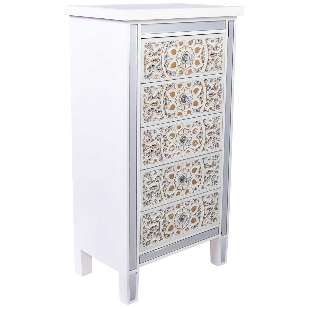 Sinfonier de madera y cristal de 5 cajones 48x30x89