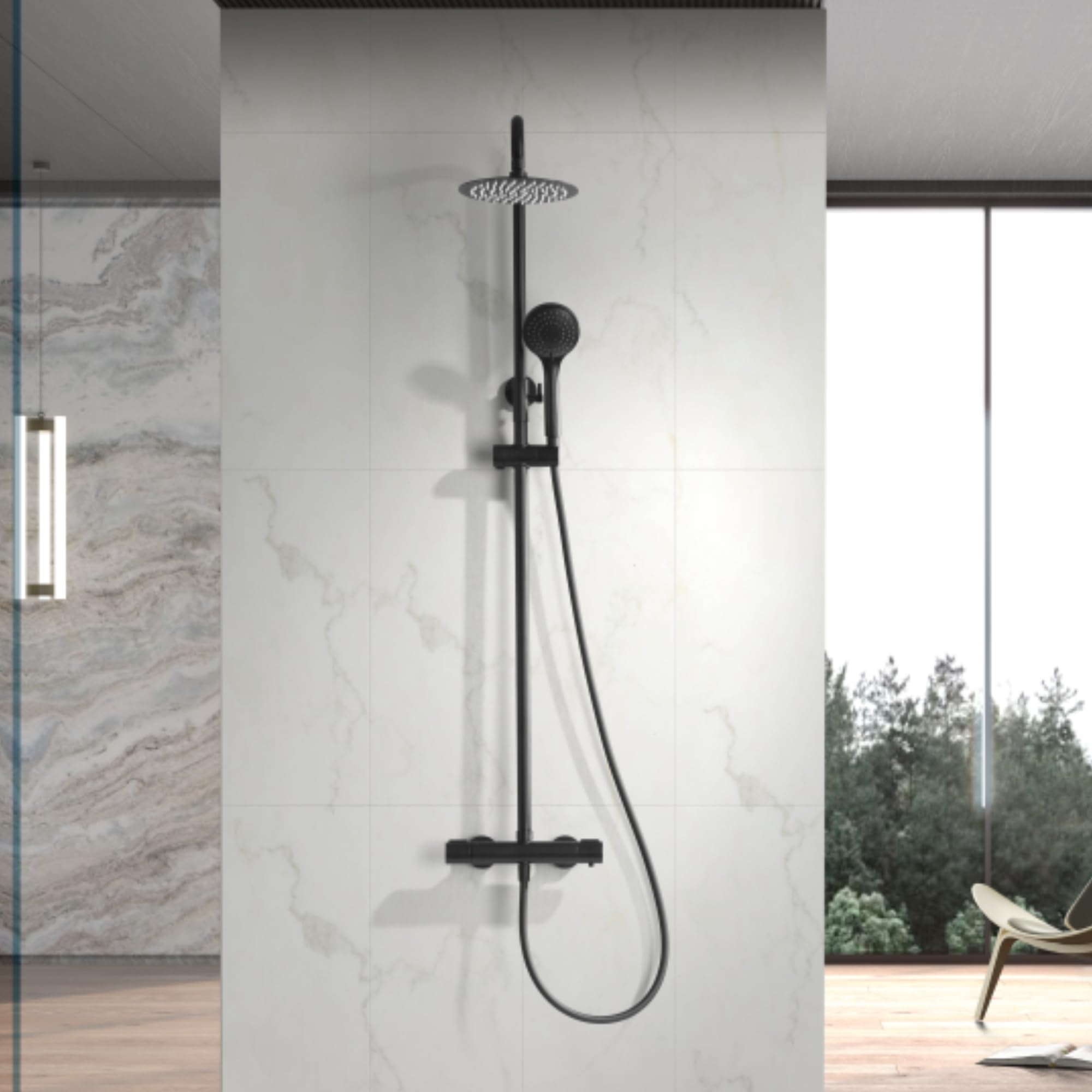 Imex - columna ducha termostática con grifo negro