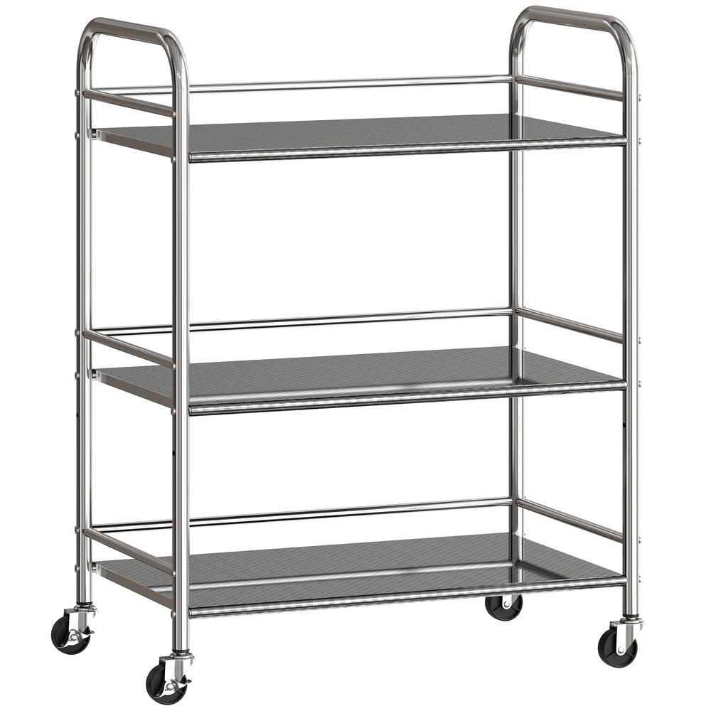 Carrito de cocina 60x35x77 cm acero inoxidable color gris Homcom