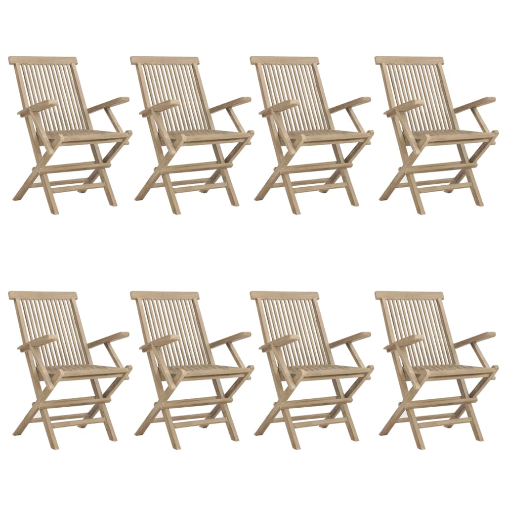 vidaXL sillas de jardín plegables 8 uds madera maciza teca 56x61x89 cm