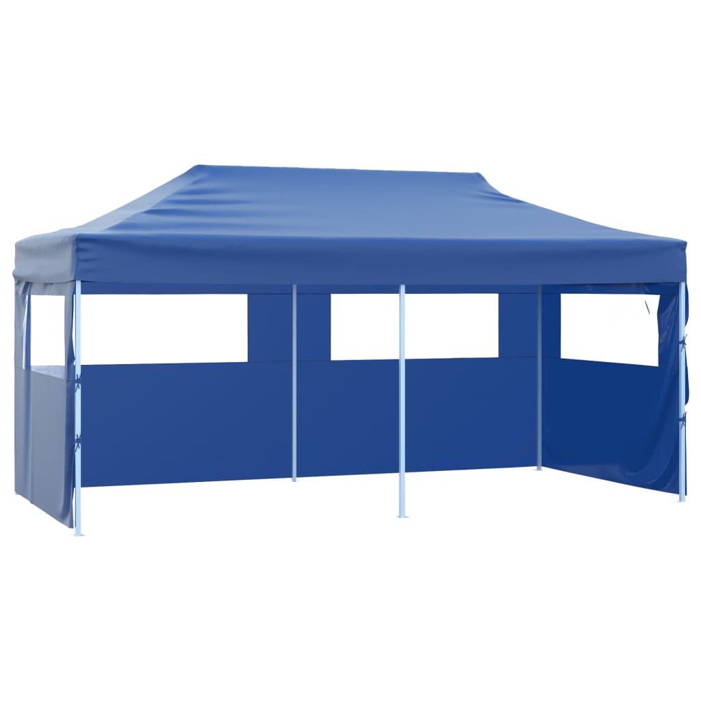 vidaXL carpa plegable profesional con 4 paredes acero azul 3x6 m