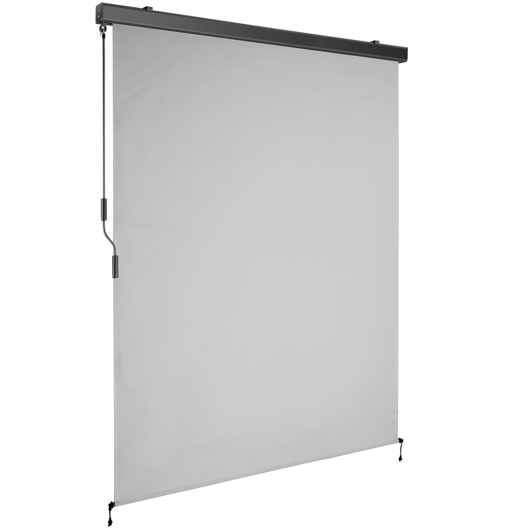 Toldo vertical con manivela, 2 soportes pared, 140x250 cm, gris claro