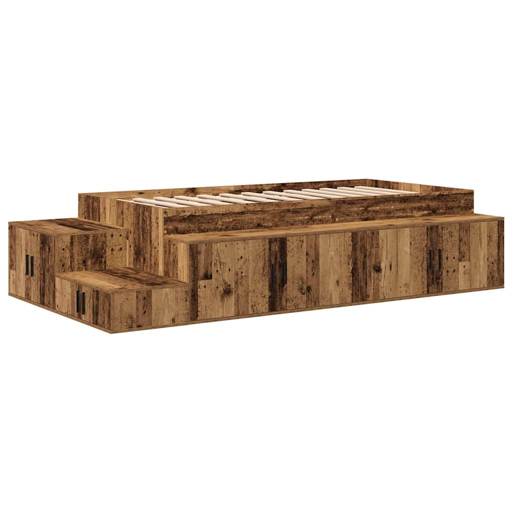vidaXL cama con almacenamiento madera vieja 244 x 127 x 53.5 cm