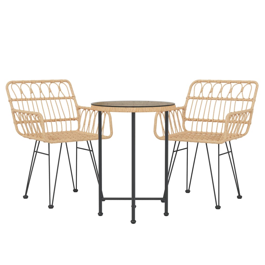 vidaXL juego de comedor de jardín 3 piezas ratán sintético