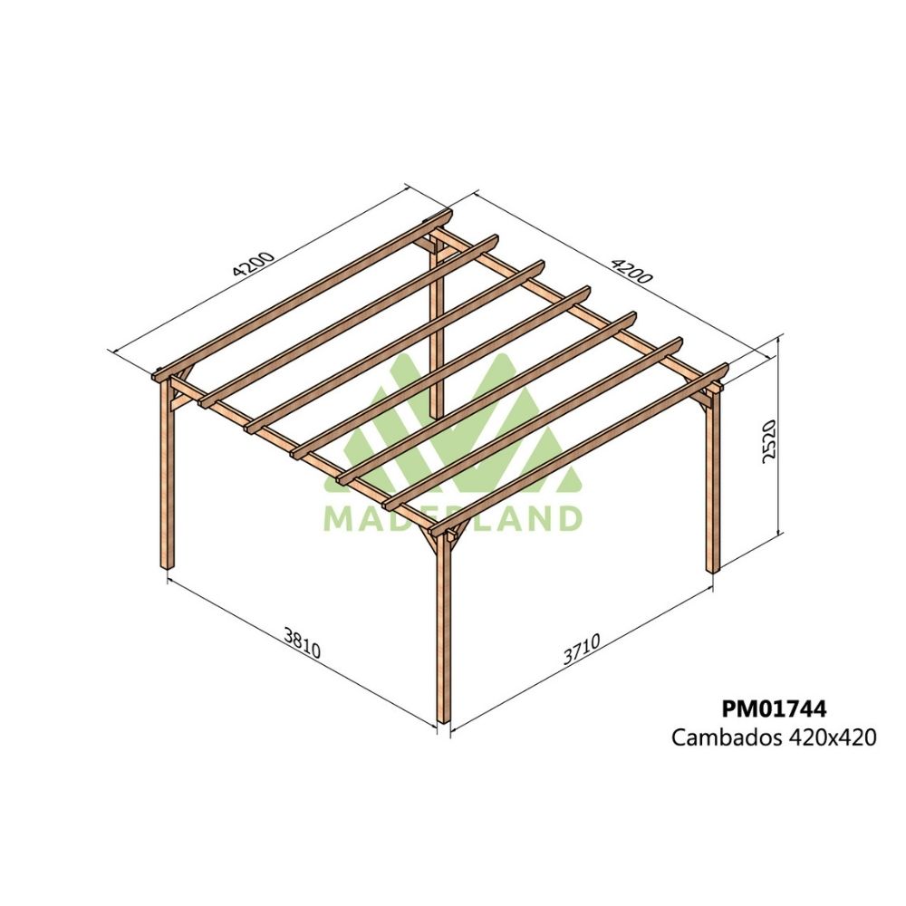 Pérgola de madera maciza - cambados 420x420cm (maderland)