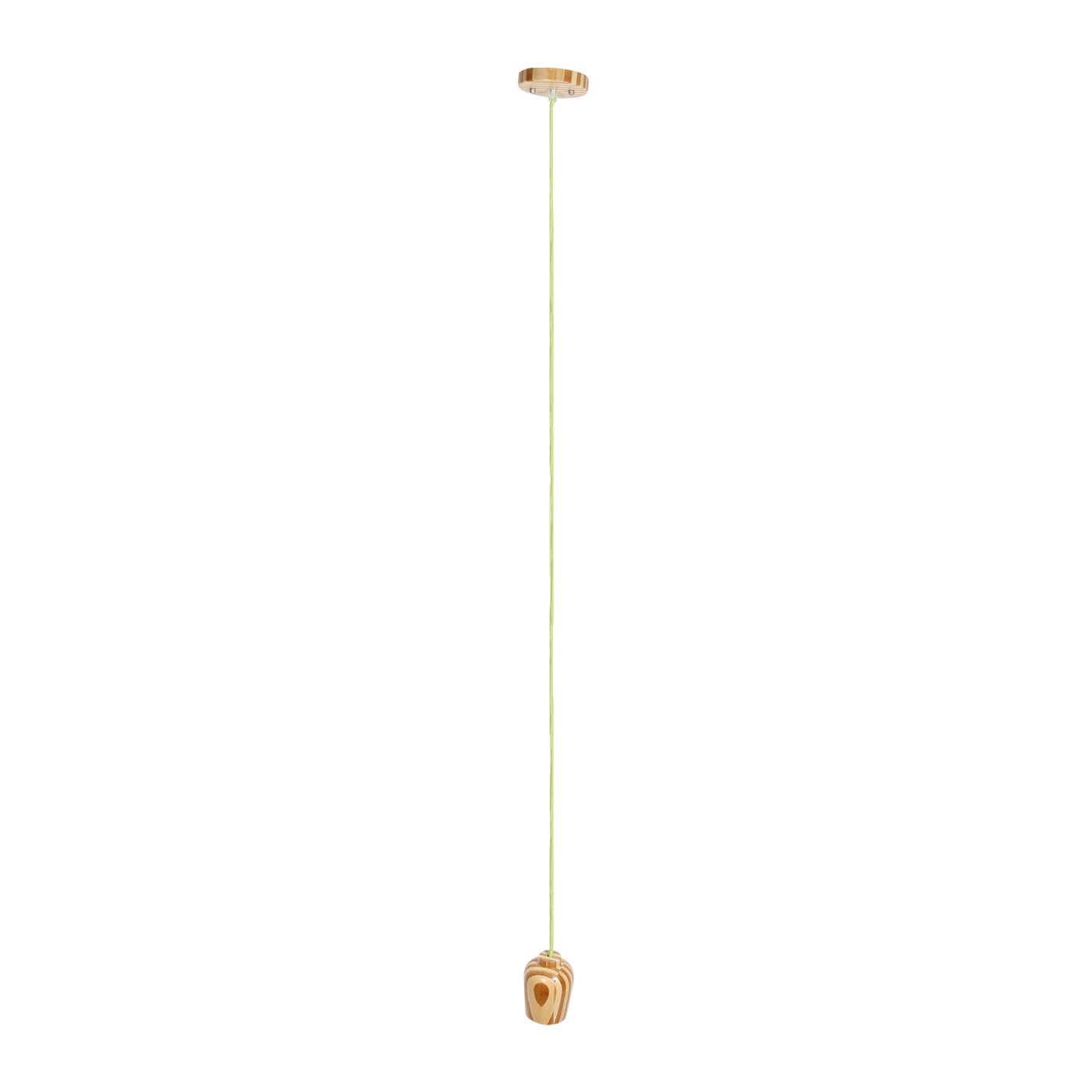 Pack 2x pendel de madera 1xE27 1,2m de cable textil verde