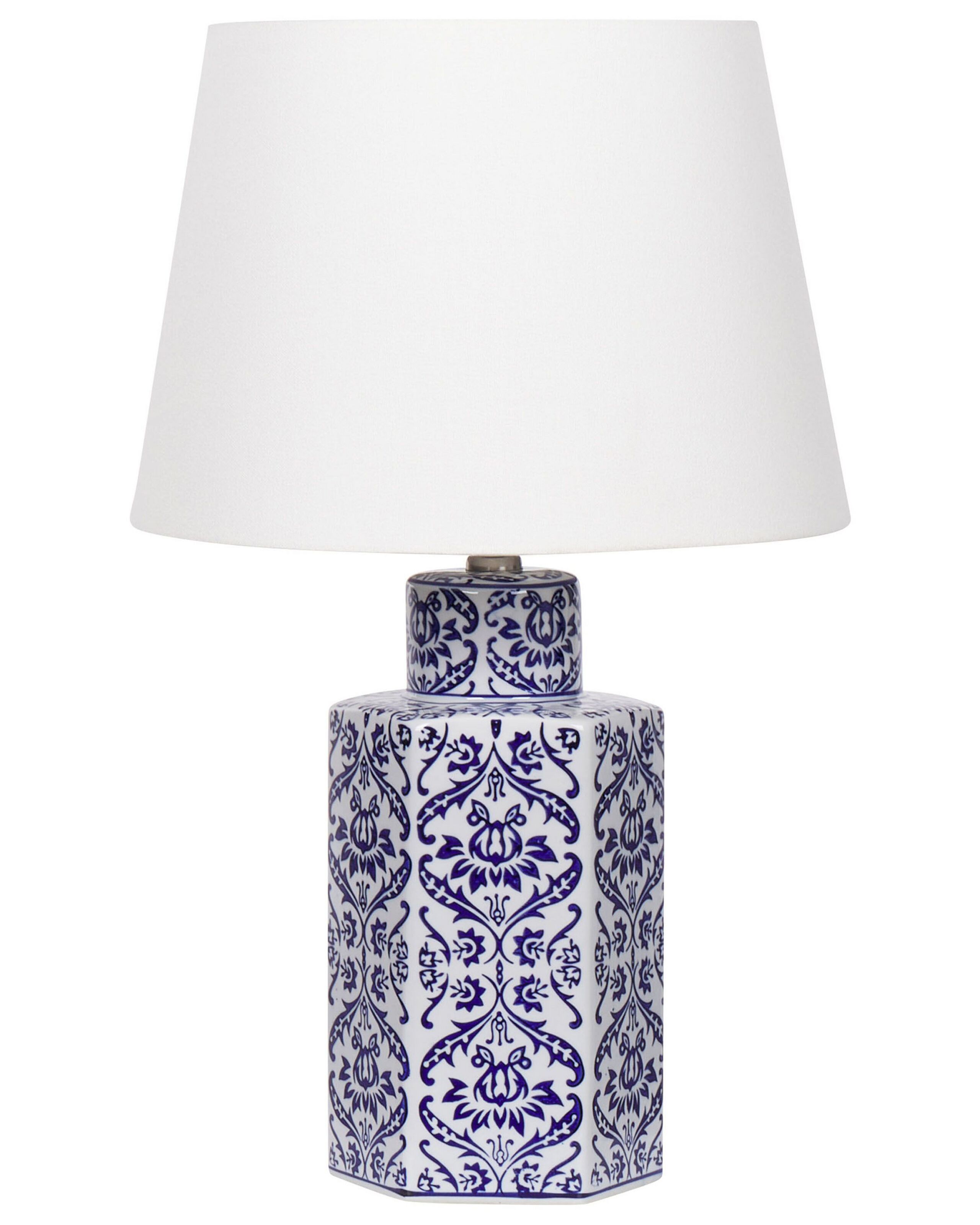 Lámpara de mesa marcelin porcelana blanco/azul