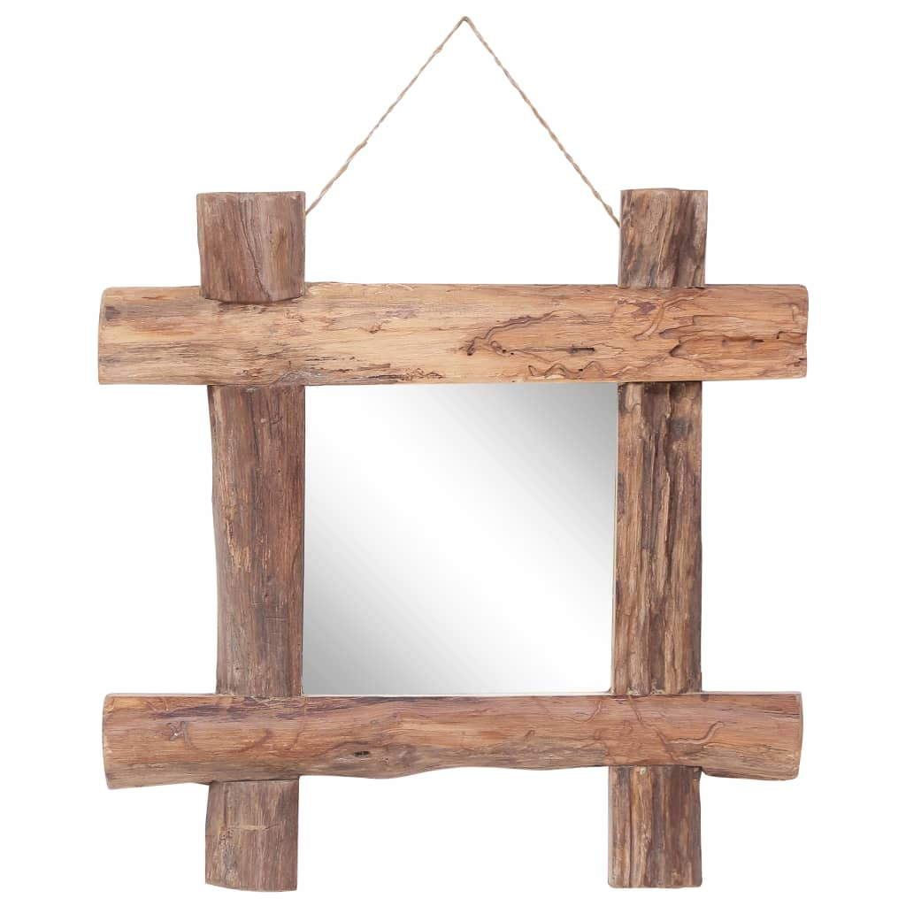 vidaXL espejo de troncos de madera reciclada de teca natural 50x50 cm