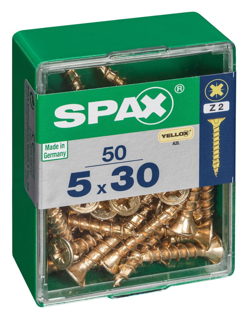 Caja 50 unid. Tornillo madera cabeza plana yellox 5,0x30mm