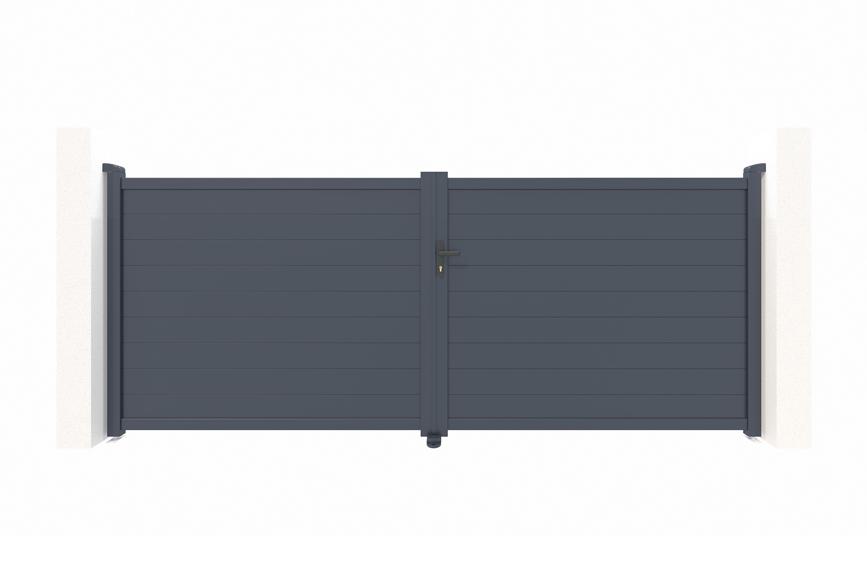 Puerta batiente regulable ancho 4m eiger h.160cm aluminio gris