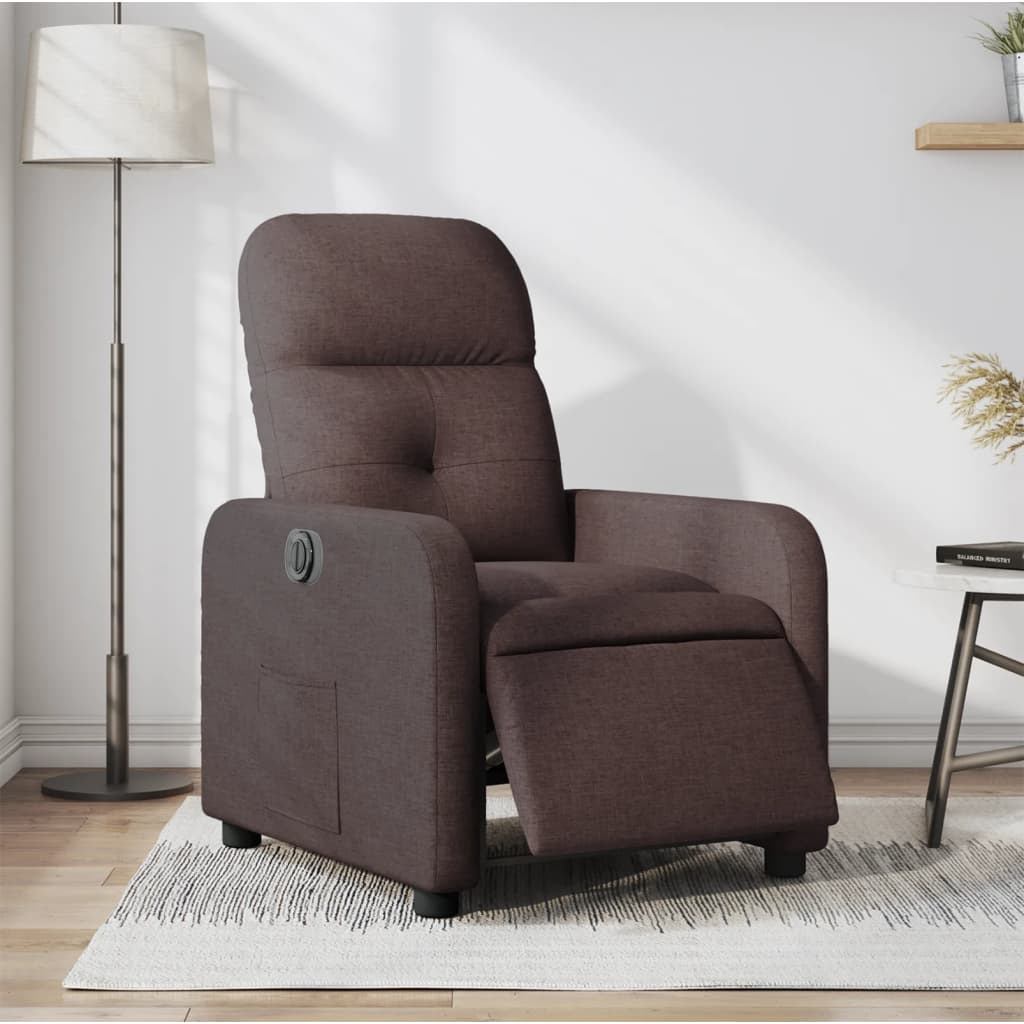 Sillón reclinable eléctrico tela marrón oscuro qweo8069