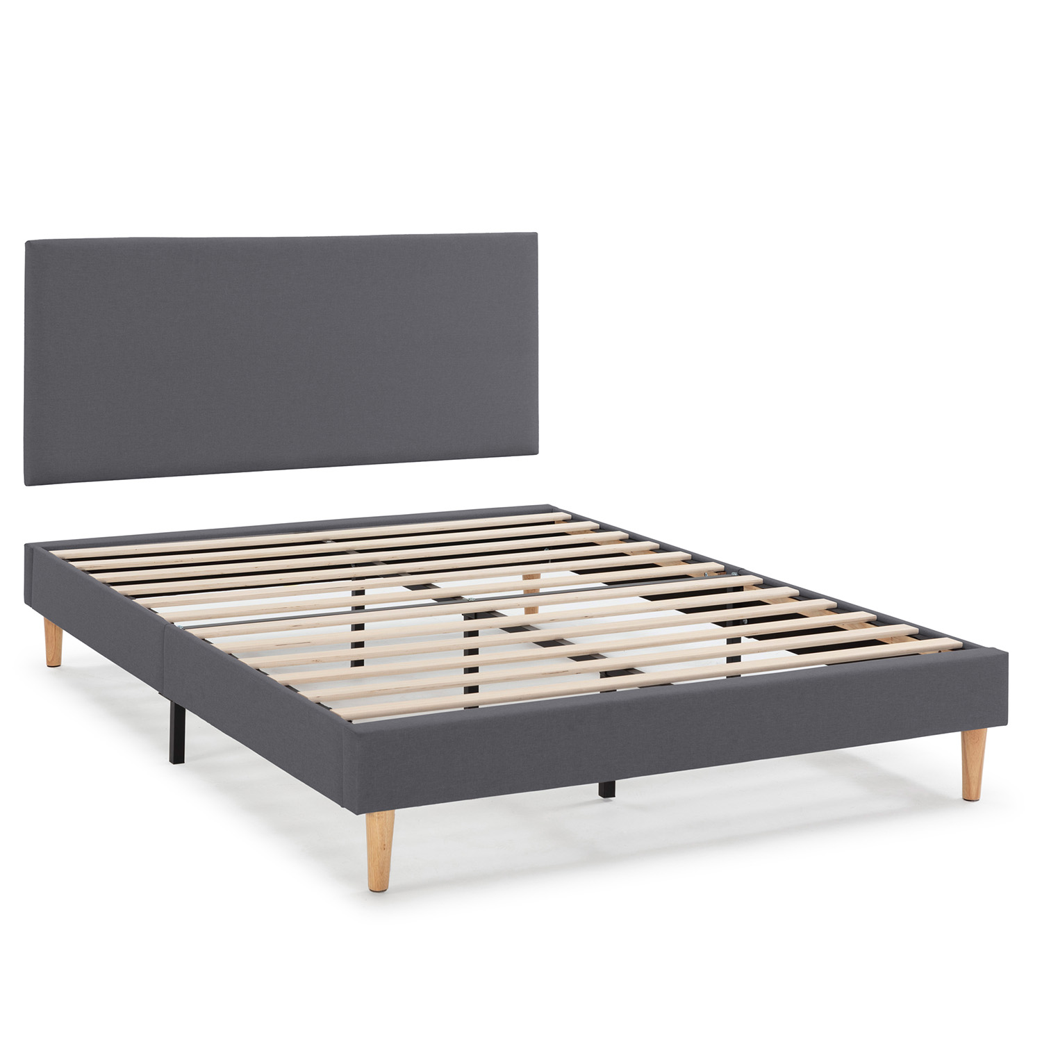 Base tapizada + cabecero aura 140x190 cm gris oscuro