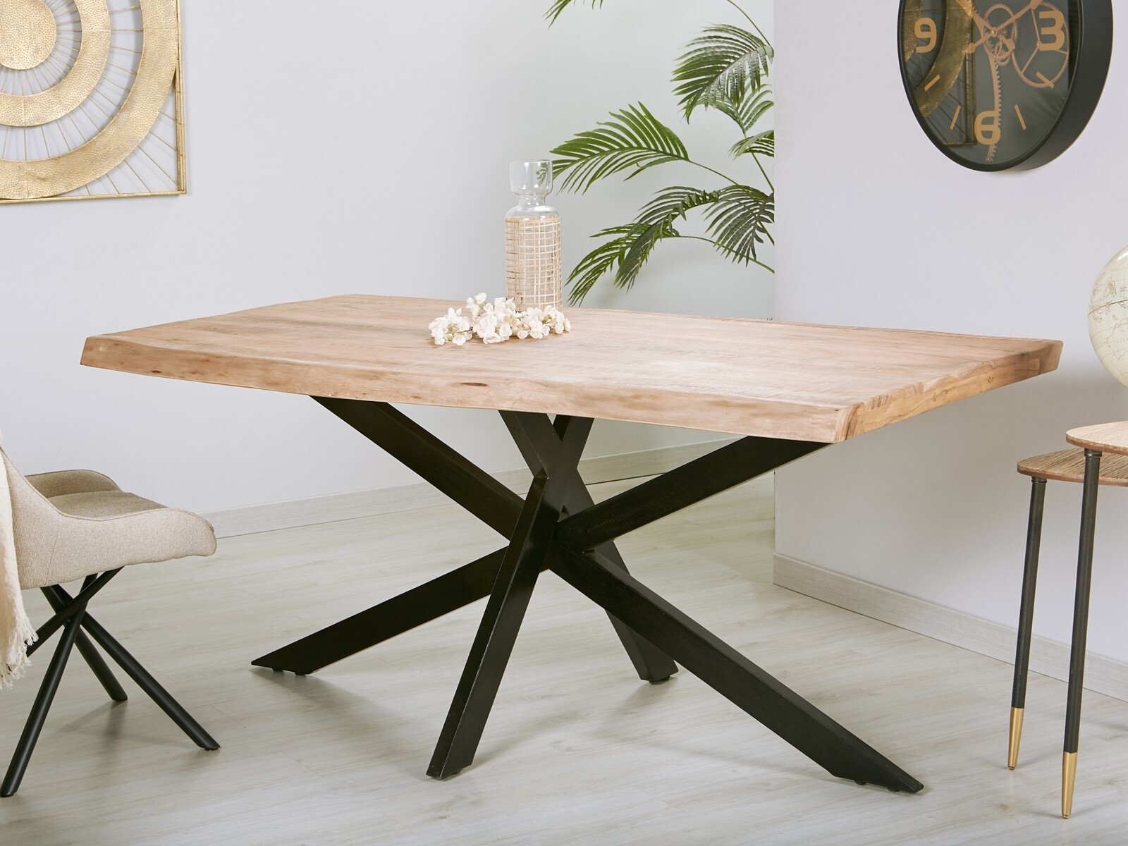Mesa comedor acacia/metal 180x90x78 cms. 180x90x78 cms