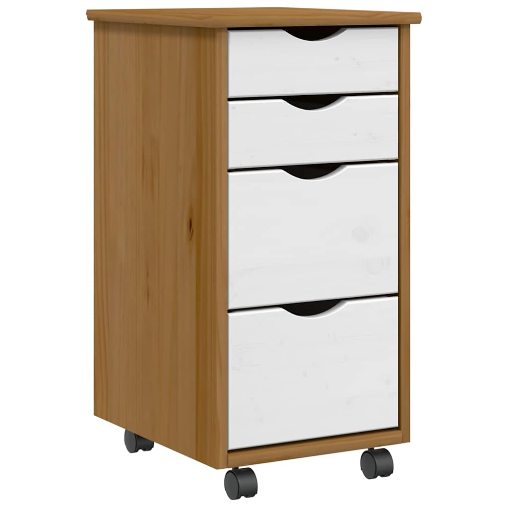 Cajonera con ruedas moss madera maciza pino marrón miel efe4550