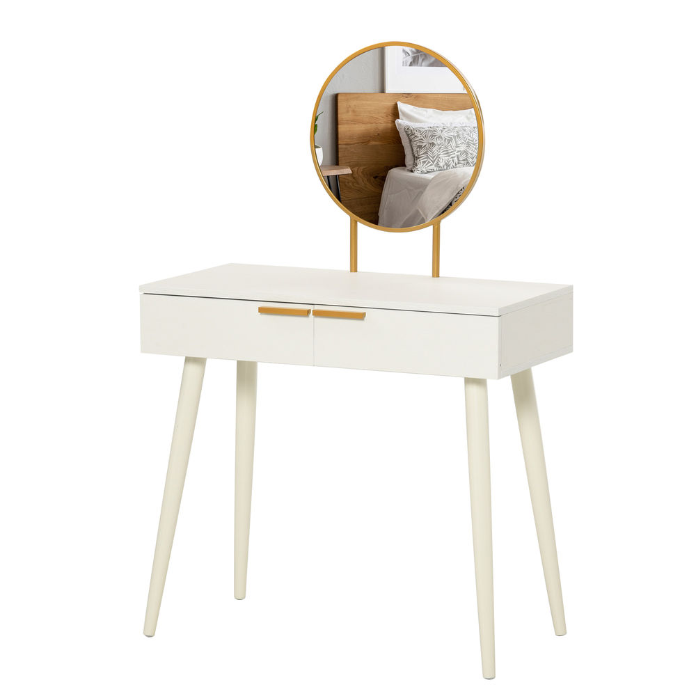 Tocador con espejo 80x40x123cm color blanco Homcom
