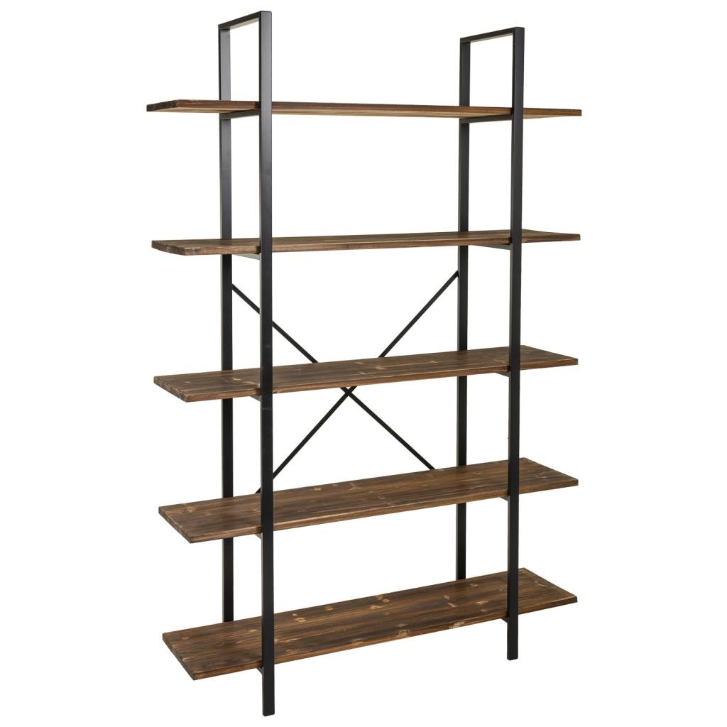 Estantería de madera y metal marrón 120x32x178