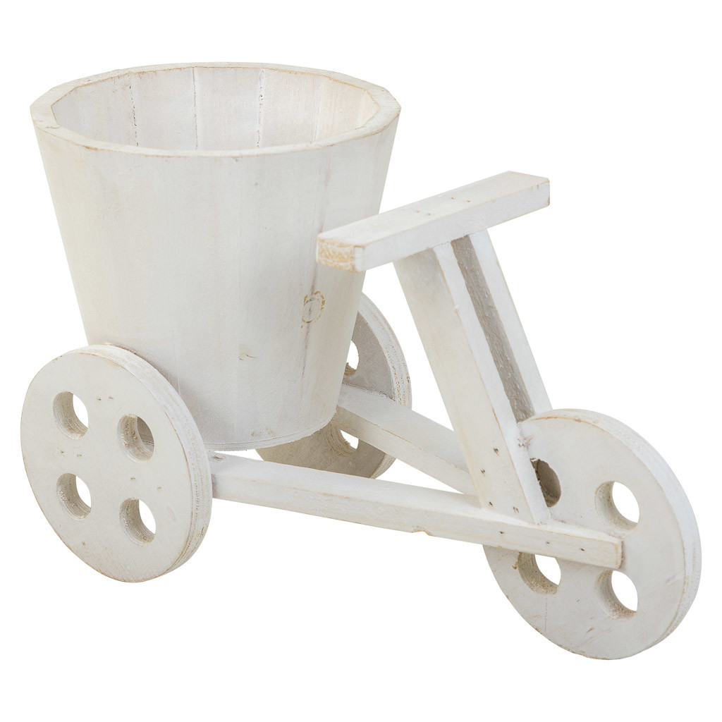 Soporte bici para maceta de madera blanco 24x14x19,5
