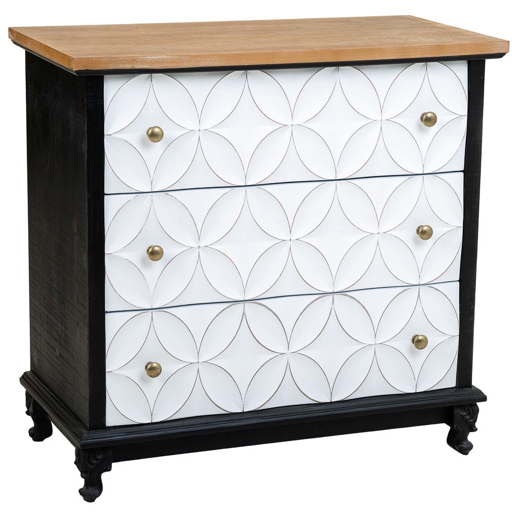 Comoda de madera con 3 cajones 74x38x72