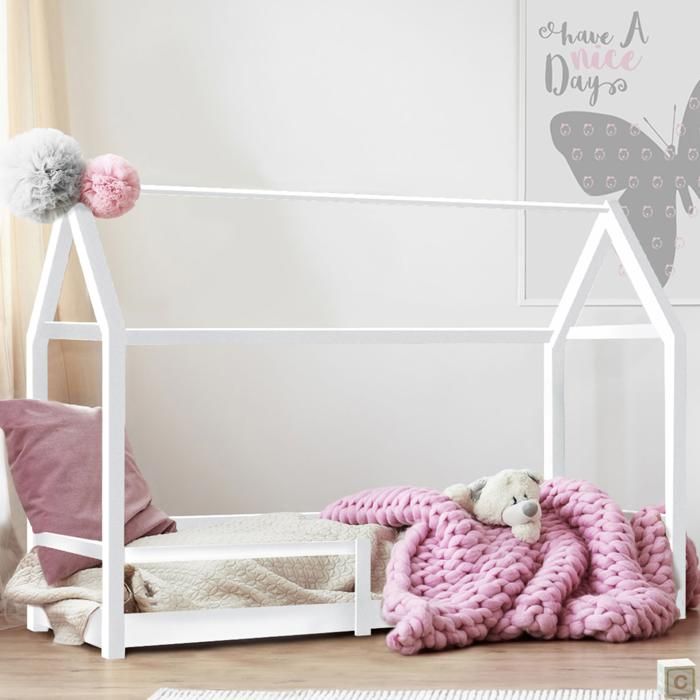 Cama cabaña infantil blanca nessi - 90 x 190 cm