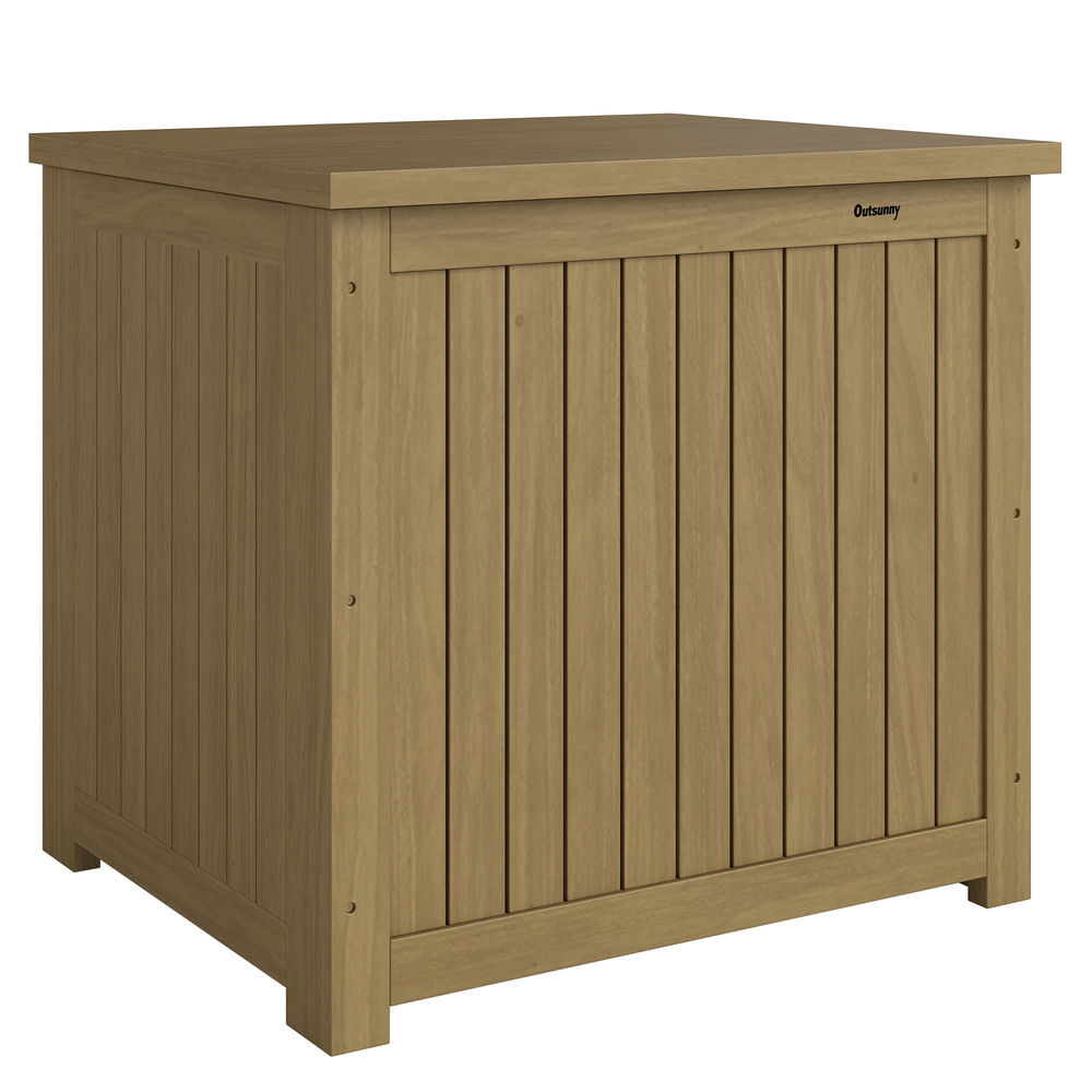 Baúl de exterior 63x51x58.5 cm madera de abeto, poliéster color marrón