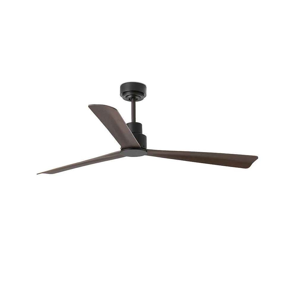 Ventilador de techo negro-marrón de acero 3 palas madera mando y 6 vel