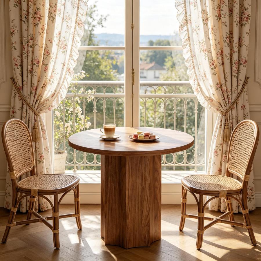 Mesa de comedor redonda para 2 a 4 personas mdf marrón 75x80x80cm