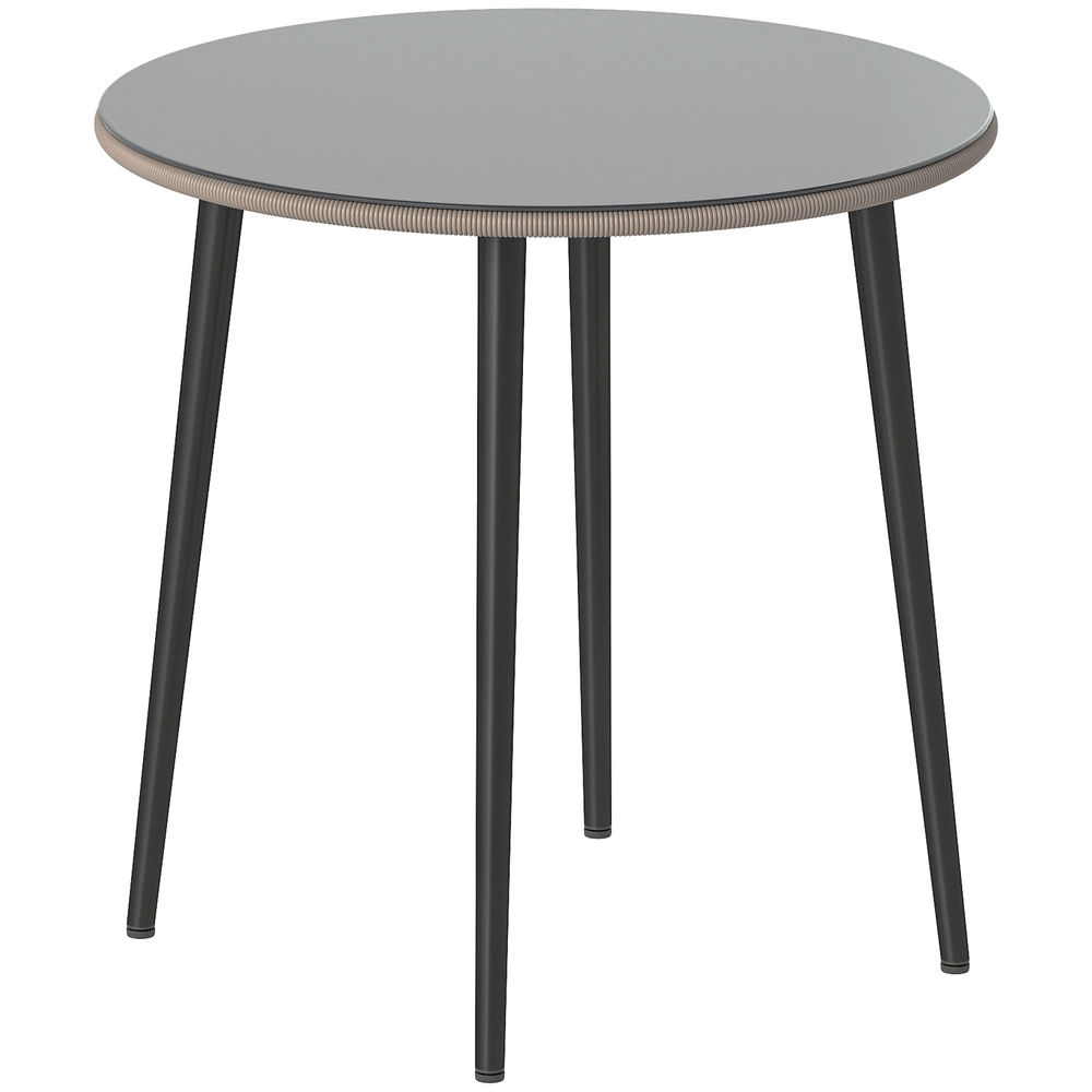 Mesa comedor jardín 80x80x74 cm acero, vidrio templado color gris Outsunny
