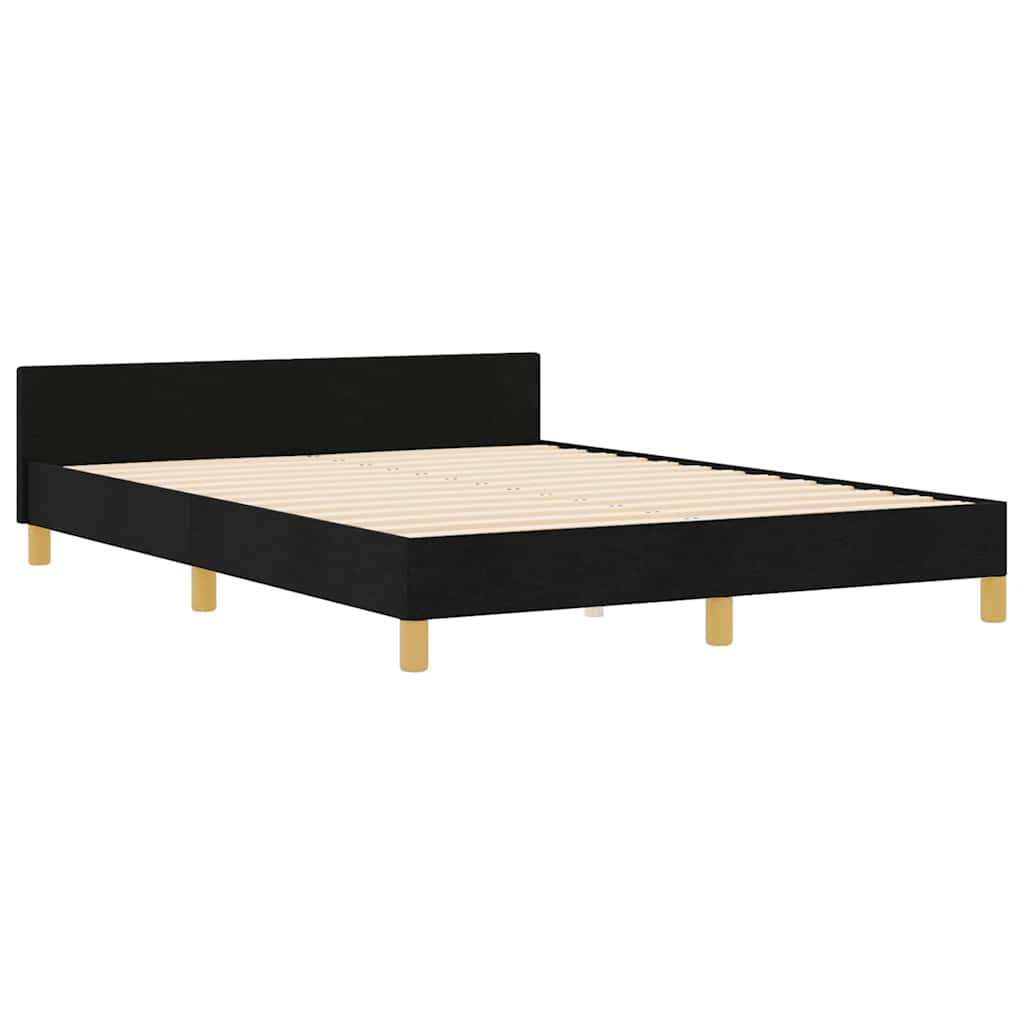 vidaXL estructura de cama con cabecera negro 160 x 200 cm tela