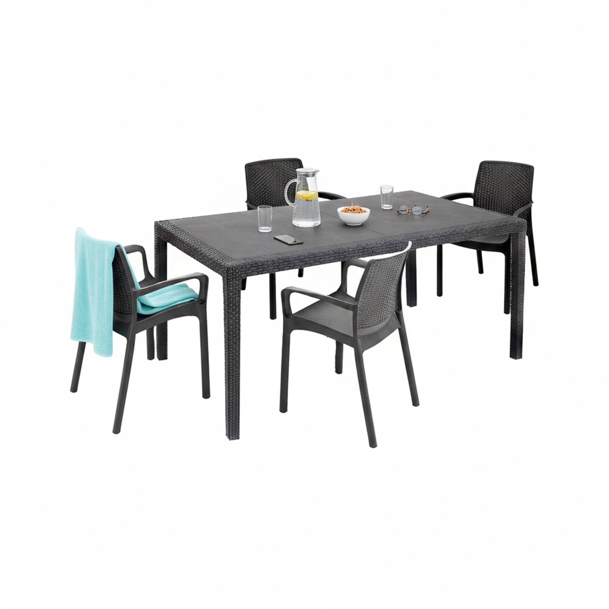 Set de jardín, mesa y sillas, negro antracita