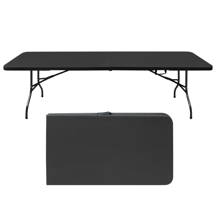 Mesa plegable multiusos hierro y plástico negro 73,6x244x76cm