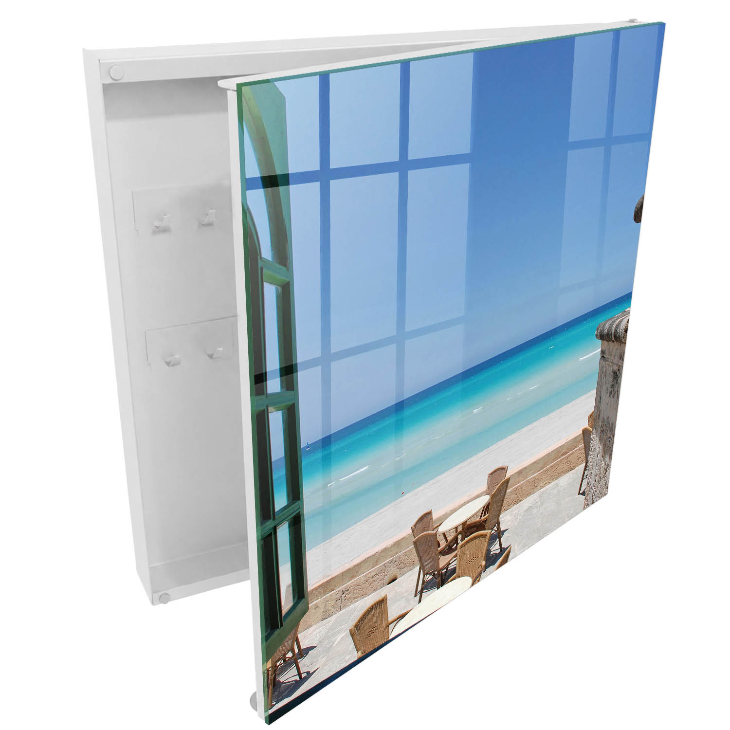 Armario llaves de pared 30x30x5, apertura derecha blanca
