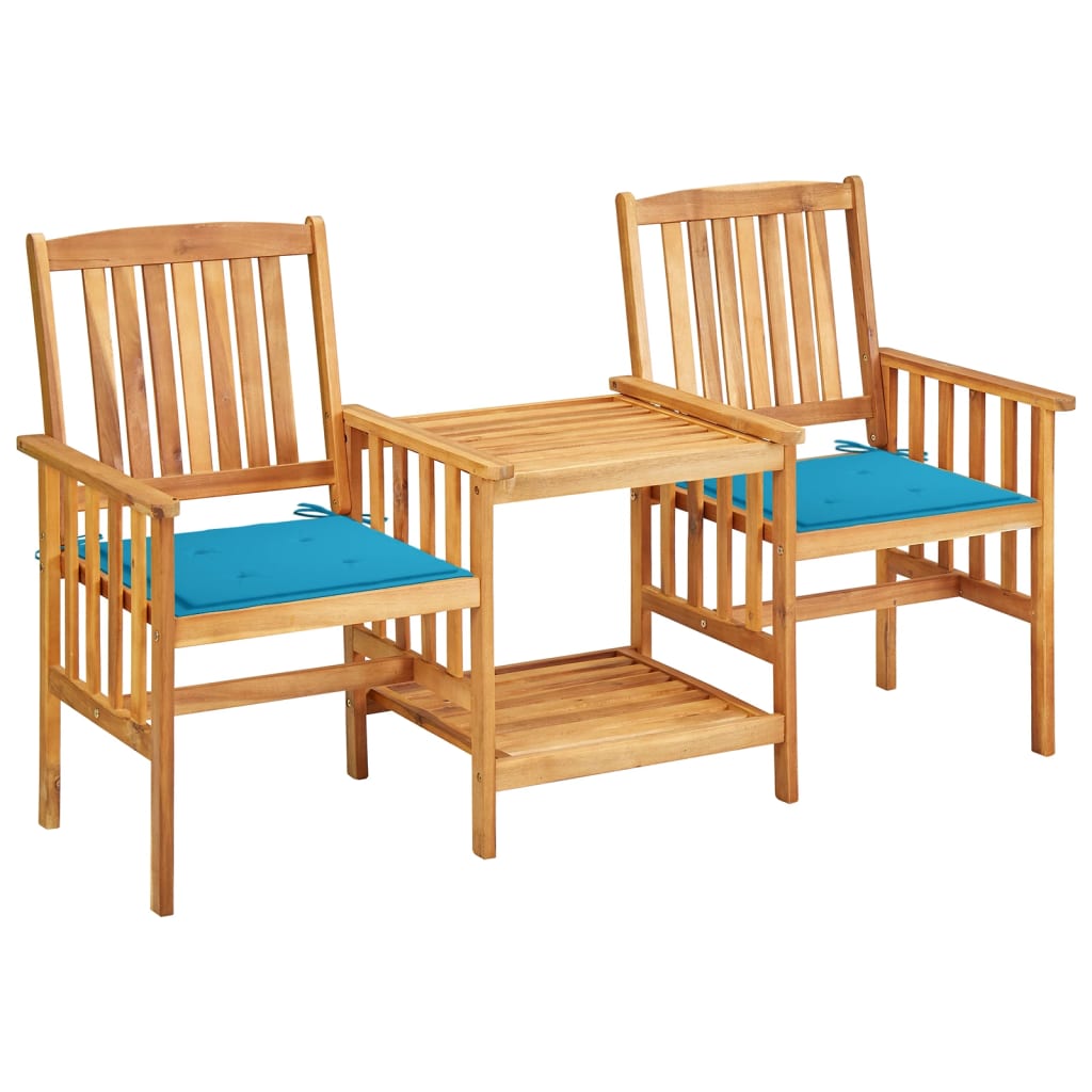 vidaXL sillas y mesita de jardín con cojines madera maciza acacia